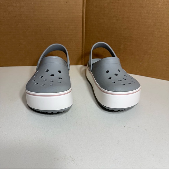 CROCS Crocband Platform Clogs Woman’s 7 Gray/White - Picture 2 of 6